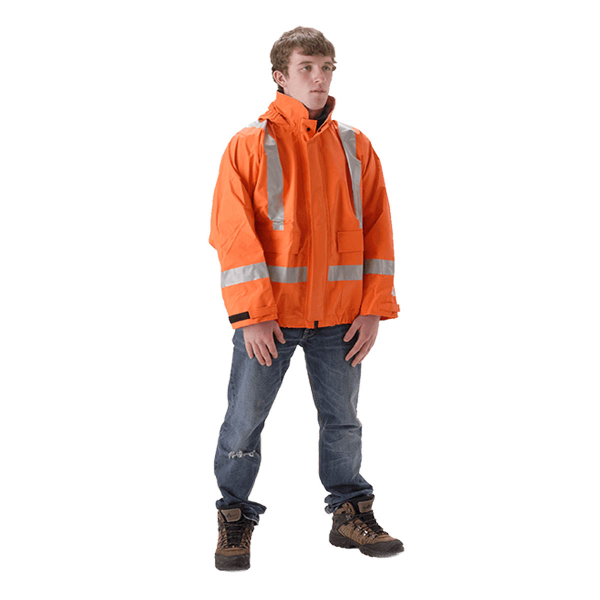 PetroLite 9000 Waist Length Rain Jacket in Orange